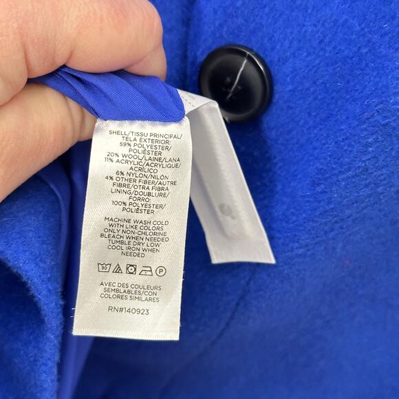 LOFT ANN TAYLOR Double Breasted Blazer Royal Cobalt Blue Sz 14 {140} - Picture 5 of 6